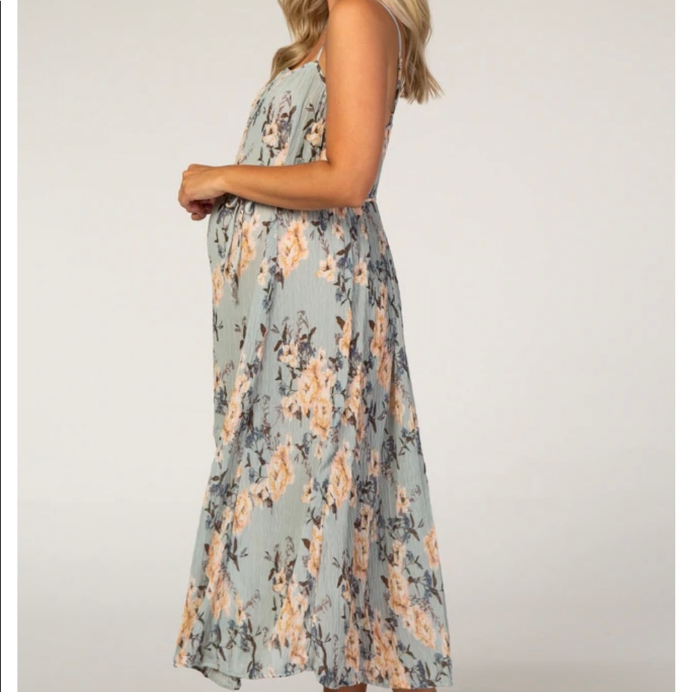 Pink blush maternity midi dress